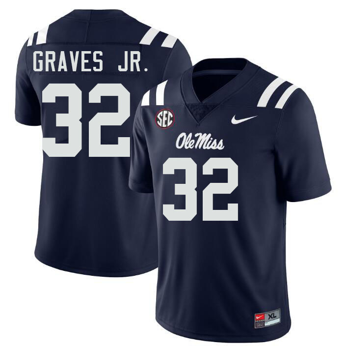 Ole Miss Rebels #32 Chris Graves Jr. College Football Jerseys Stitched-Navy